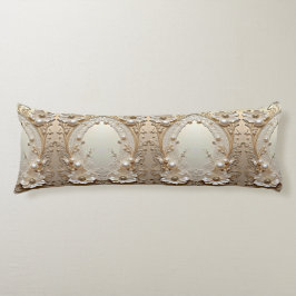 Modern White Flowers Pearls Body Pillow Kroppskudde