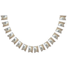 Modern White Flowers Pearls Bunting Flag