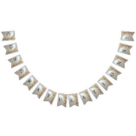 Modern White Flowers Pearls Bunting Flag Vimplar