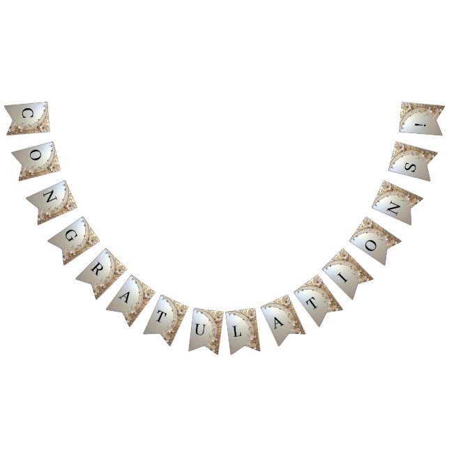 Modern White Flowers Pearls Bunting Flag Vimplar (Alla)