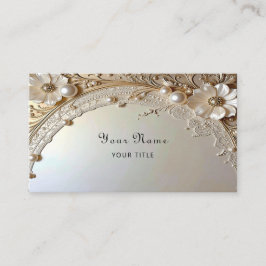 Modern White Flowers Pearls Business Card Visitkort