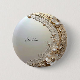 Modern White Flowers Pearls Button Knapp