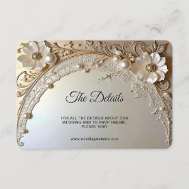 Modern White Flowers Pearls Detail Tilläggskort