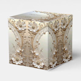 Modern White Flowers Pearls Favor Box Presentaskar