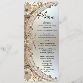 Modern White Flowers Pearls Menu Meny