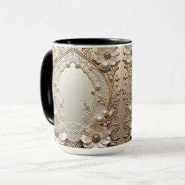 Modern White Flowers Pearls Pearls Mug Mugg