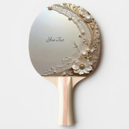 Modern White Flowers Pearls Ping Pong Paddle Pingisracket