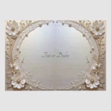 Modern White Flowers Pearls Tissue Paper