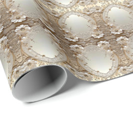 Modern White Flowers Pearls Wrapping Paper Presentpapper