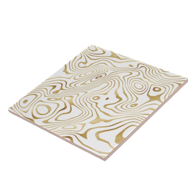 Modern White Gold Marble Abstract Kakelplatta (Sidan)