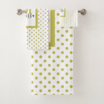 Modern White Golden Circle Mönster Monogram