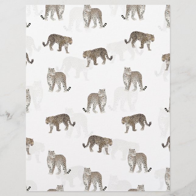 Modern White Golden Leopard Jungle Animals Brevhuvud (Framsida)