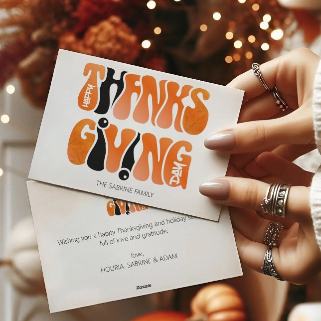 Modern White Graffiti Thanksgiving - höstfall Julkort (Skapare uppladdad)