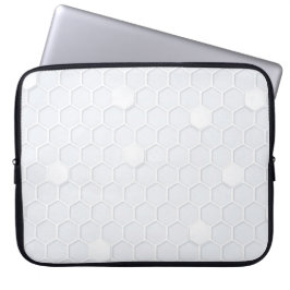 Modern White-Grått Hexagonal Mönster Laptop sleeve