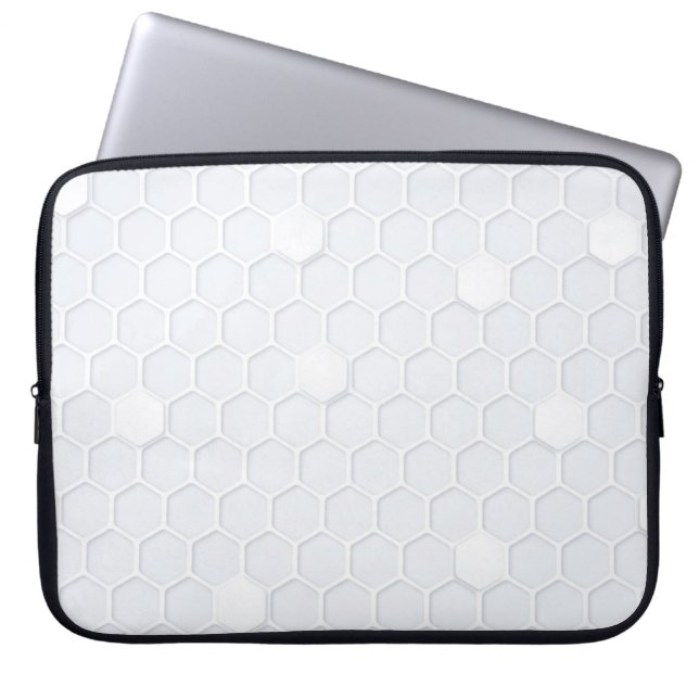 Modern White-Grått Hexagonal Mönster Laptop sleeve (Framsidan)