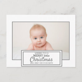 Modern White Grått Photo Merry Little jul Vykort