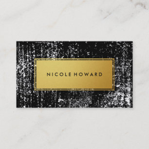 Modern White Grunge och Snyggt Metallic Faux Guld Visitkort