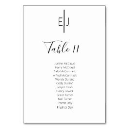 Modern White Guests Seating List Table Number Bordsnummer
