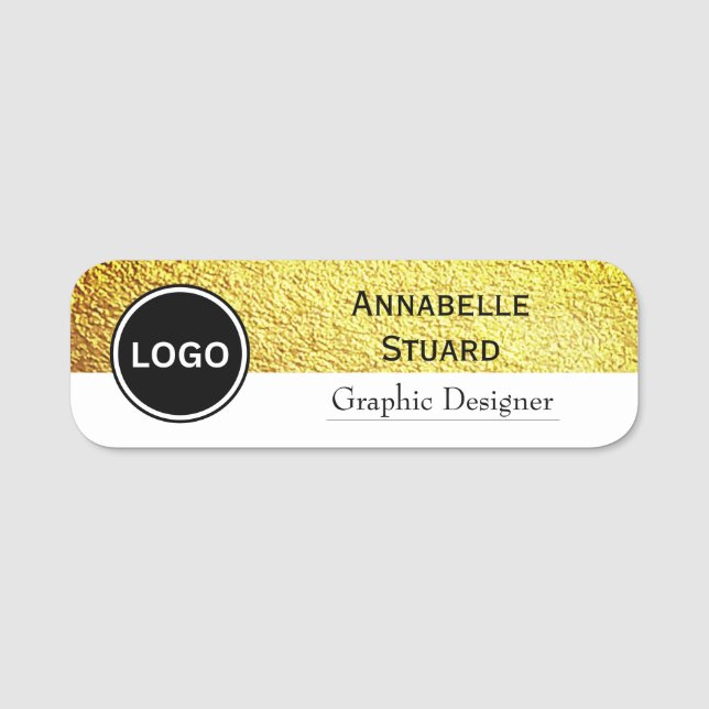 Modern White Guld Corporate Employee Namnbricka (Framsida)