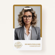 Modern White Guld Employee Photo & Company Logotyp