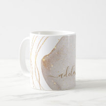 Modern White Guld Glitter Monogram-skript Namn