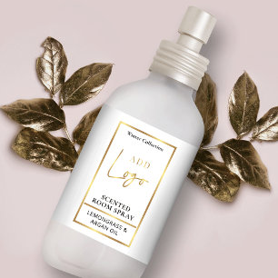 Modern White & Guld Logotyp Room Spray Flaska-etik Fraktsedel