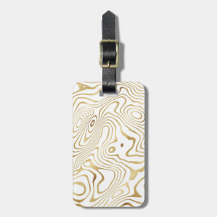 Modern White Guld Marble Abstrakt Bagagebricka