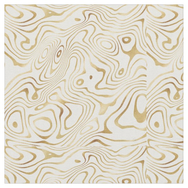 Modern White Guld Marble Abstrakt Tyg (Närbild)