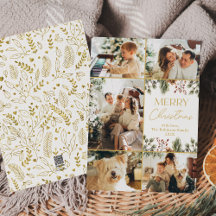 Modern White Guld Multi Photo God jul