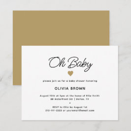 Modern White Guld Oh Baby Shower-inbjudan Tilläggskort