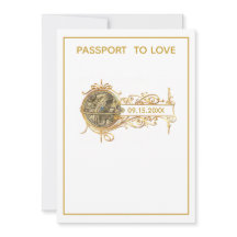 Modern White Guld Passport Bröllop