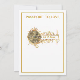 Modern White Guld Passport Bröllop Inbjudningar