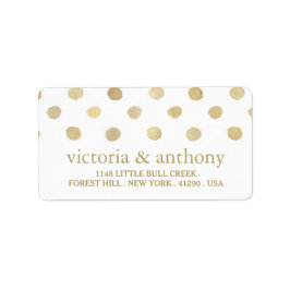 Modern White & Guld Polka dots Bröllop Adressetikett