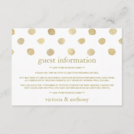 Modern White & Guld Polka dots Bröllop Detail Tilläggskort