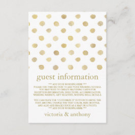 Modern White & Guld Polka dots Bröllop Detail Tilläggskort