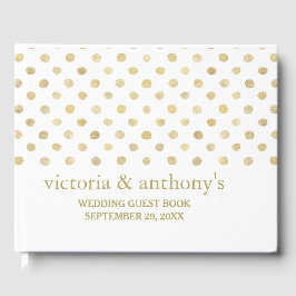Modern White & Guld Polka dots Bröllop Gästböcker