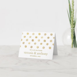 Modern White & Guld Polka dots Bröllop Tack Kort