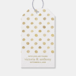 Modern White & Guld Polka dots bröllopsförmån Presentetikett