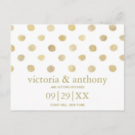Modern White & Guld Polka dots Spara datum Meddelande Vykort