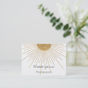 Modern White Guld Shining Sol Visitkort
