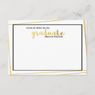 Modern White & Guld Stripe Ord of Advice Inbjudningar