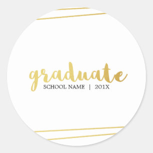 Modern White & Guld Student Anpassningsbar Sticker Runt Klistermärke