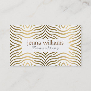Modern White & Guld Zebra tryck Visitkort