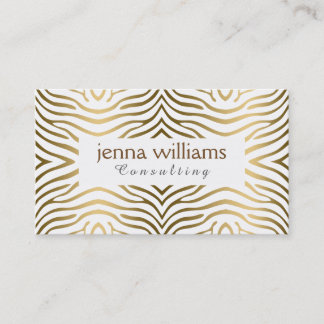 Modern White & Guld Zebra tryck Visitkort