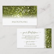 Modern White Gult Grönt Gnistra Glitter Monogram