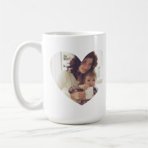 Modern White Heart Photo Ram Best Mamma någonsin Kaffemugg