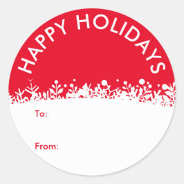 Modern White Helgdagars botaniska Anpassningsbarna Runt Klistermärke