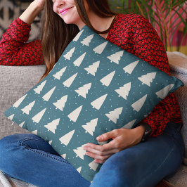 Modern White Julgranar teal helgdagars Kudde