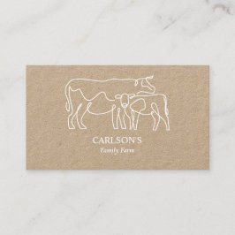 Modern White Kraft Family Cattle Farm Visitkort