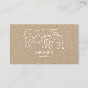 Modern White Kraft Family Cattle Farm Visitkort